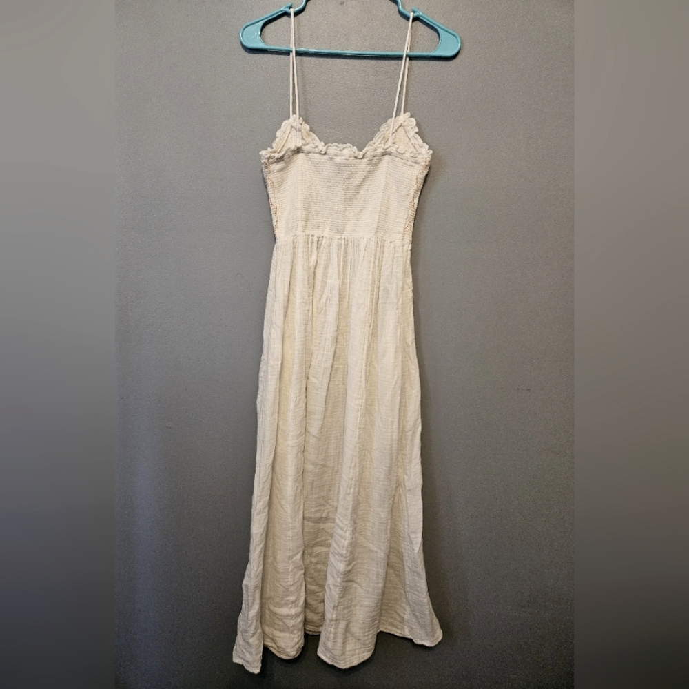 New Free People Women’s Sweet Nothings Cotton Gauze Midi Sundress Ivory Medium M - Picture 6 of 6